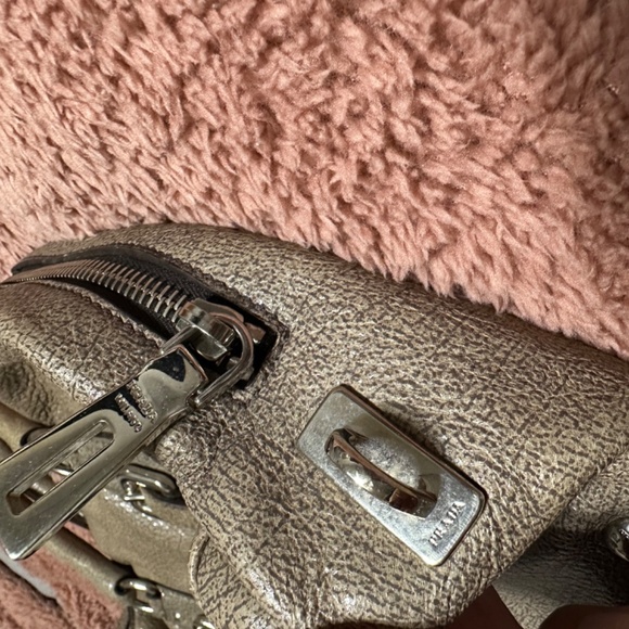 Authentic Prada Brown Cervo Lux Nudo Sparkle Leather Boston Bag. - Picture 9 of 16